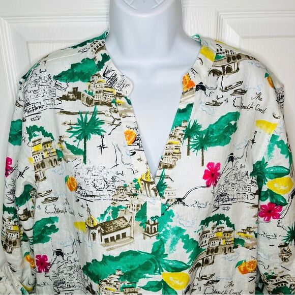 Cynthia Rowley Almafi Coast Linen Shirt Dress Roll Tab Pockets Mini M NWOT - Picture 6 of 13